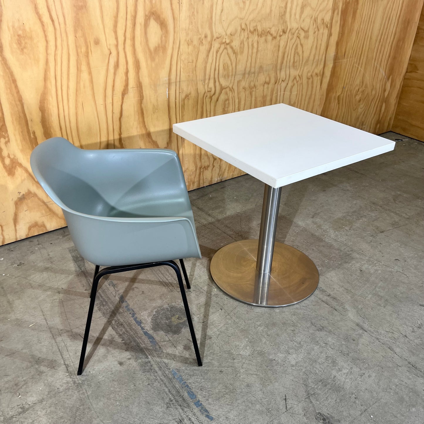 White Square Cafe Table on Chrome Base