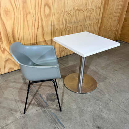 White Square Cafe Table on Chrome Base