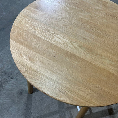 Round Timber Table with White Cross Base (Ash Finish)