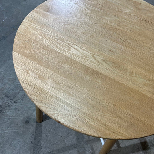 Round Timber Table with White Cross Base (Ash Finish)