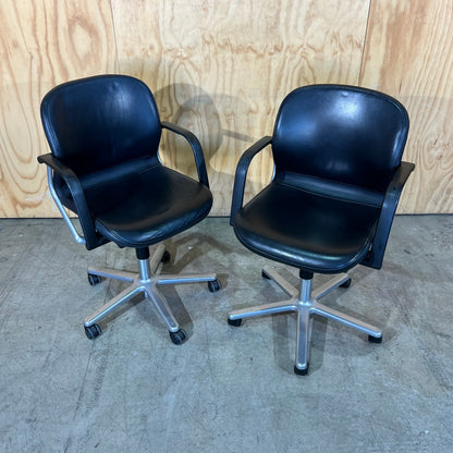 Wilkhahn FS 211/8 Black Leather Swivel Chair