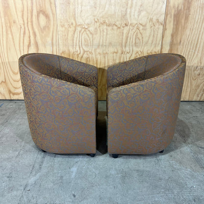 Upholstered Gold Deco Print Tub Chairs