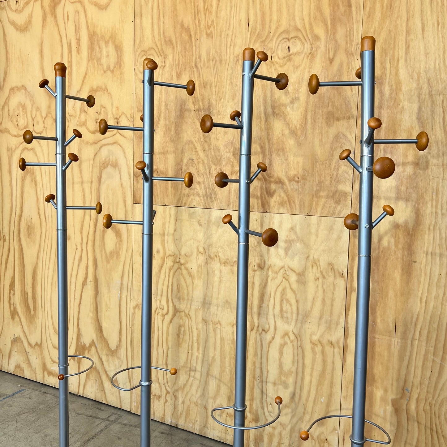 Grey Metal Coat Rack with Timber Knobs