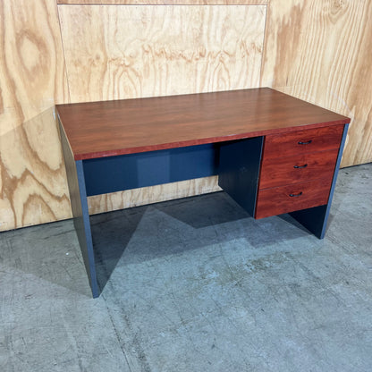 Desk with integrated Pedestal in Cherry Wood Laminate