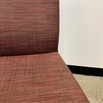 Red Upholstered Chair with Wooden Legs