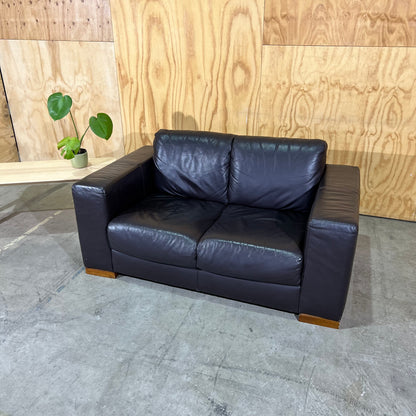 Leather 2 Seater Sofa in Black and Dark Brown