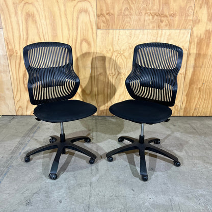 Black Mesh Task Chairs on Wheels