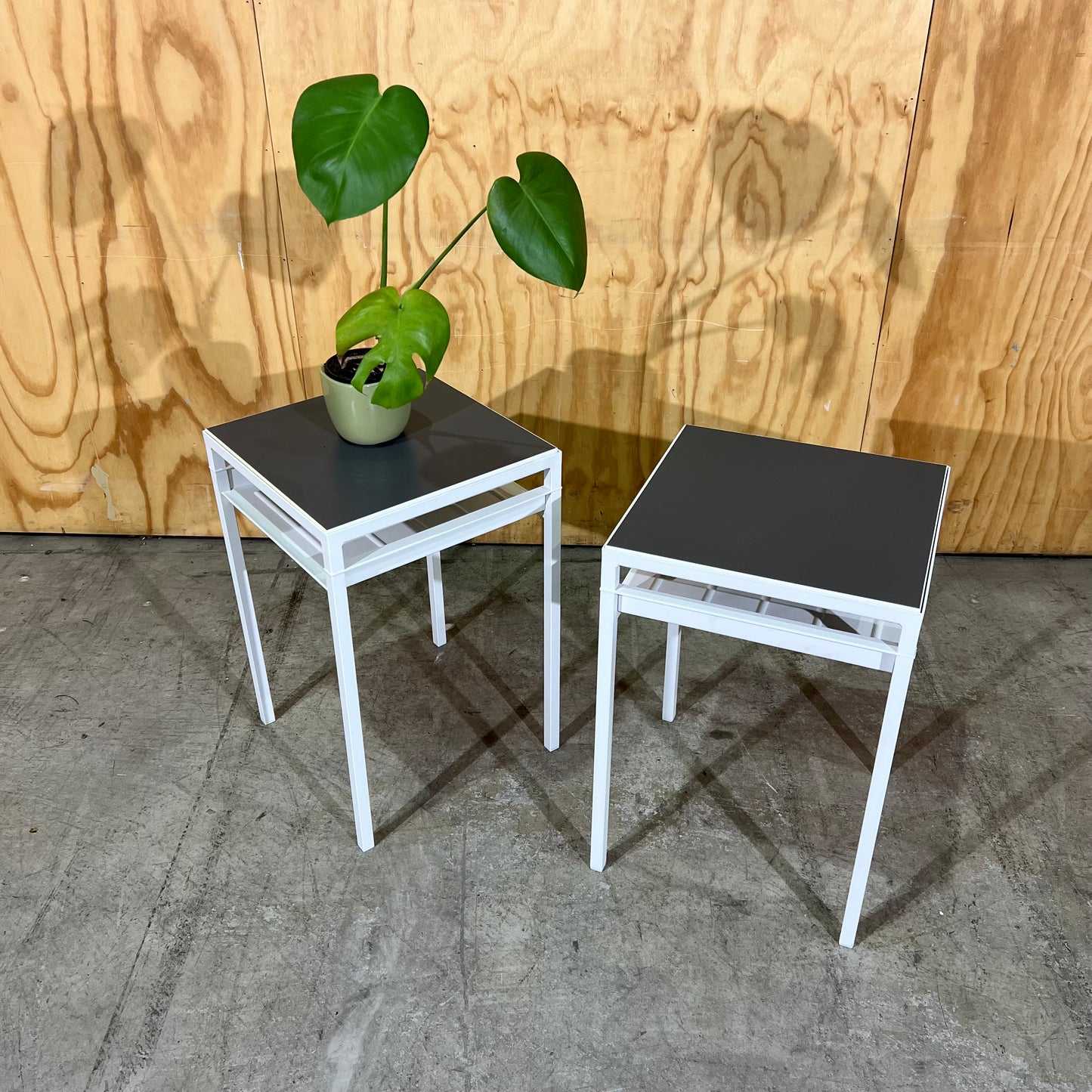 Small White & Charcoal IKEA Nyboda Side Table