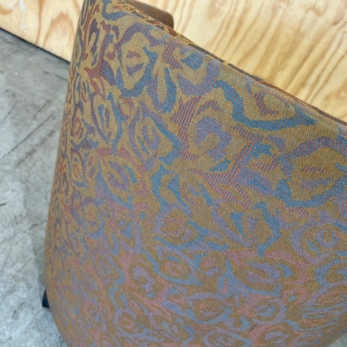 Upholstered Gold Deco Print Tub Chairs