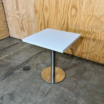 White Square Cafe Table with Chrome Base