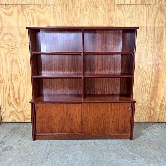 Modern Timber Veneer Credenza with Hutch