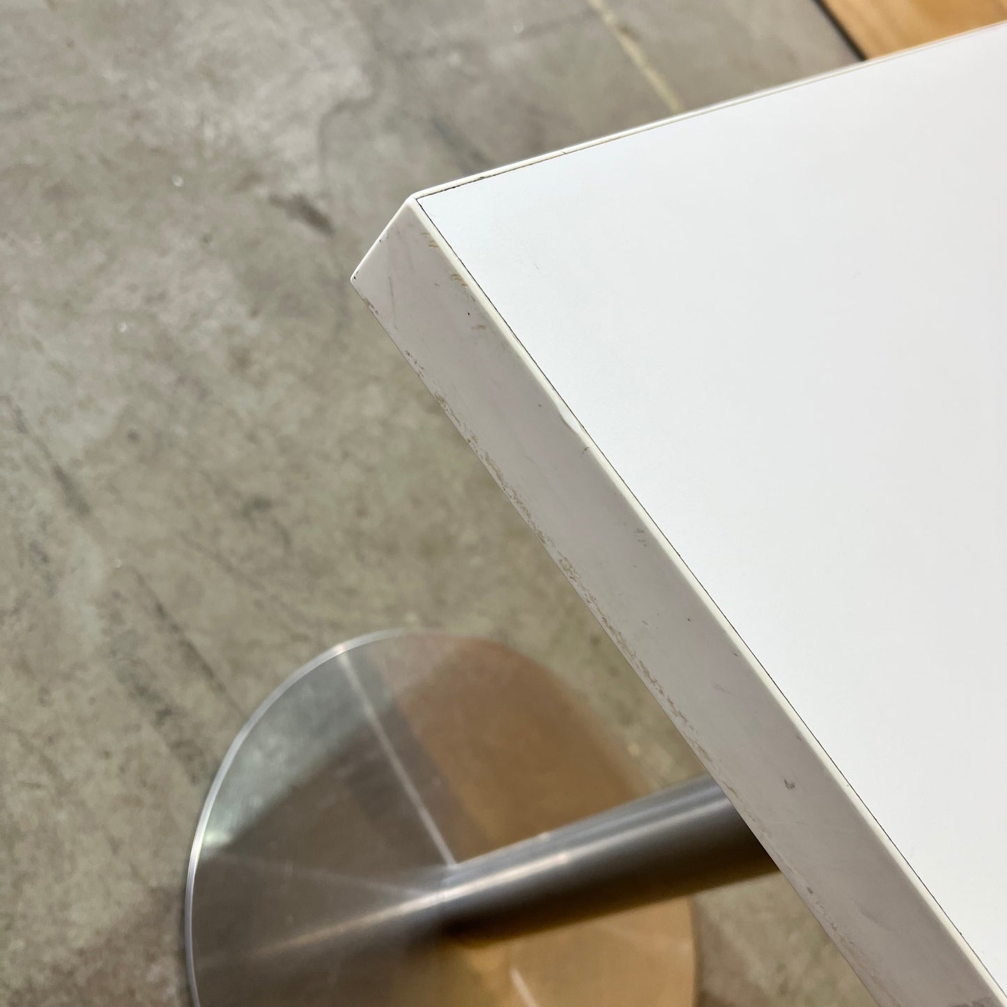 White Square Cafe Table on Chrome Base