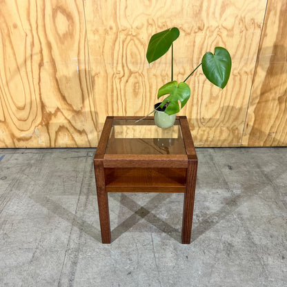 Mid-Century Modern Teak Glass Side Table