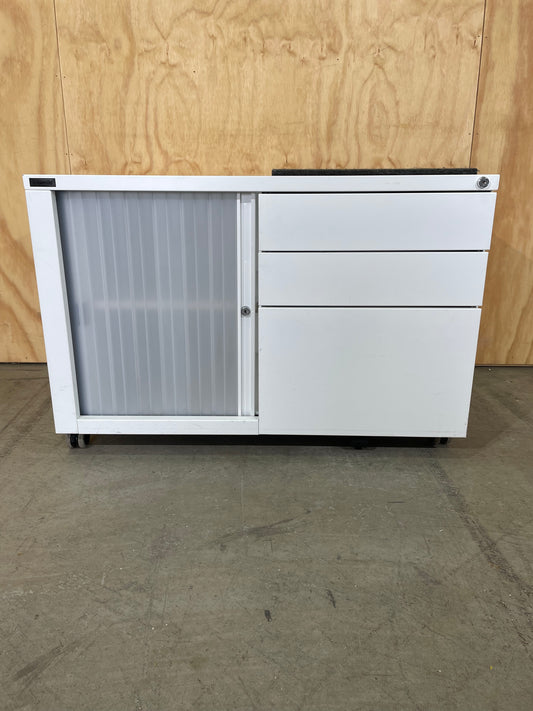 Schiavello Cache Tambour Caddy with 3 Drawers White with felt pad