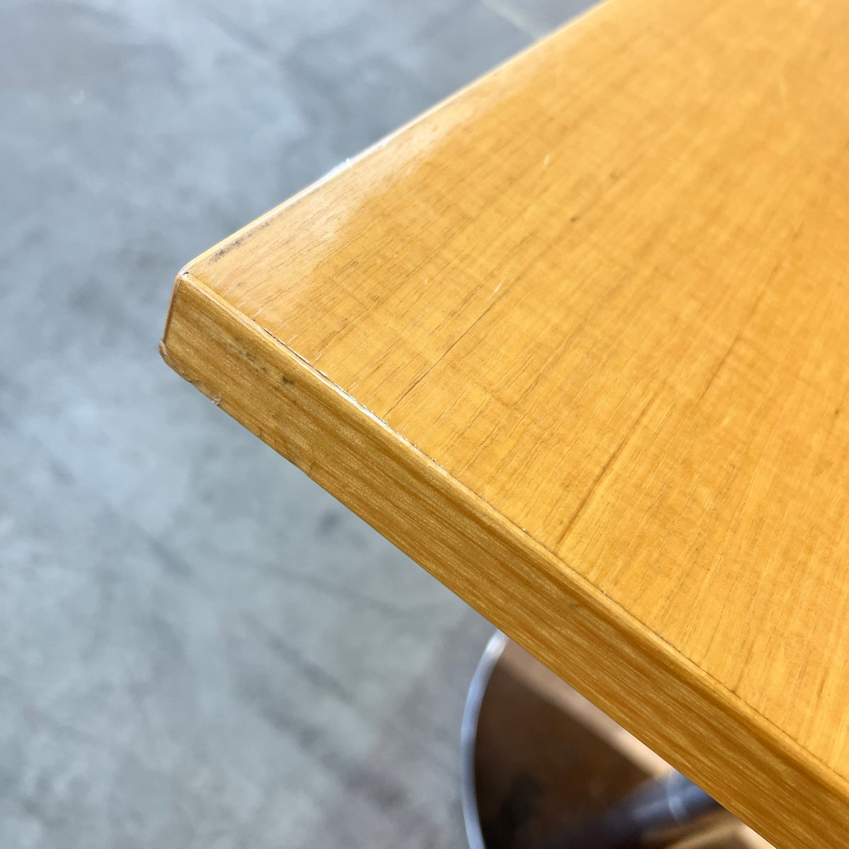 Square Timber Finish Cafe Table with Chrome Base