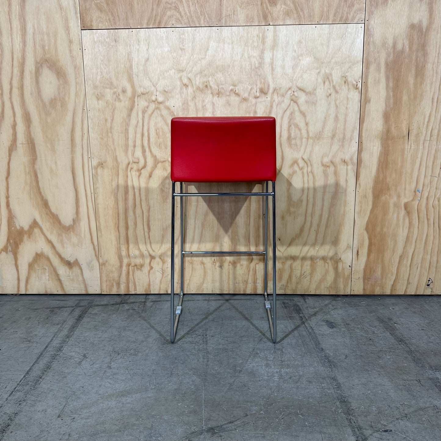 Red Faux Leather Bar Stool on Sled Base