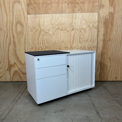 White Three Drawer Tambour Caddy