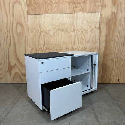 White Three Drawer Tambour Caddy