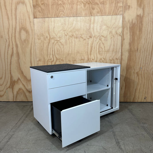 White Three Drawer Tambour Caddy