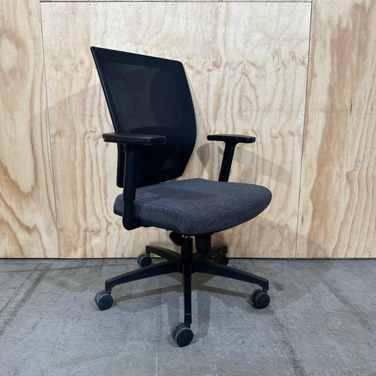 Open Task Chair by Topstar with grey upholstered seat