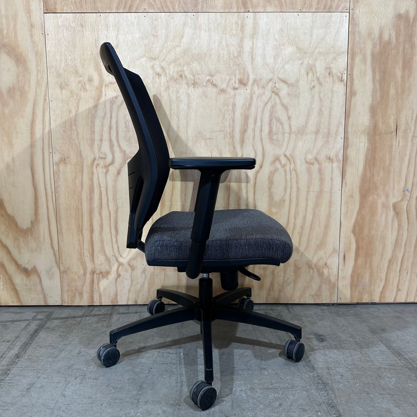 Open Task Chair by Topstar with grey upholstered seat