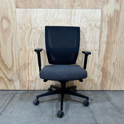 Open Task Chair by Topstar with grey upholstered seat