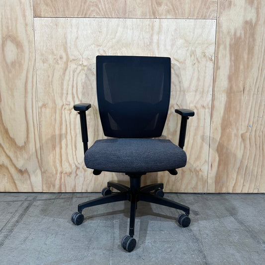 Open Task Chair by Topstar with grey upholstered seat