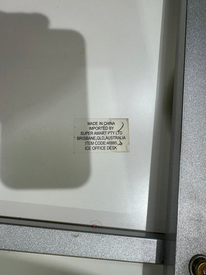 White table on solid metal base by Amart