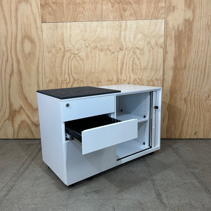 White Three Drawer Tambour Caddy