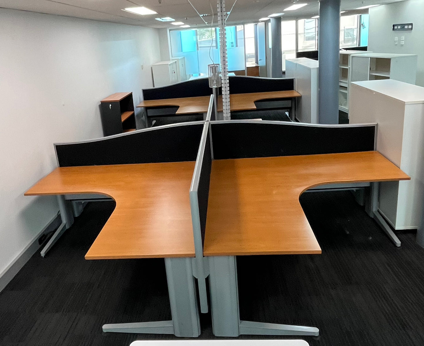 Corner Desk in Timber Veneer with Partition