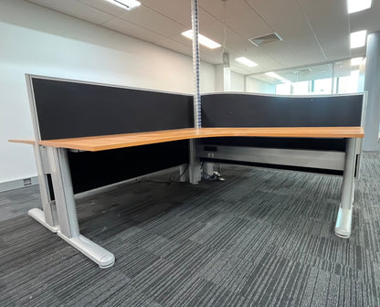 Corner Desk in Timber Veneer with Partition