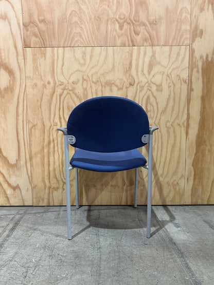 Blue Waiting Room Chair with Grey Legs and Arms
