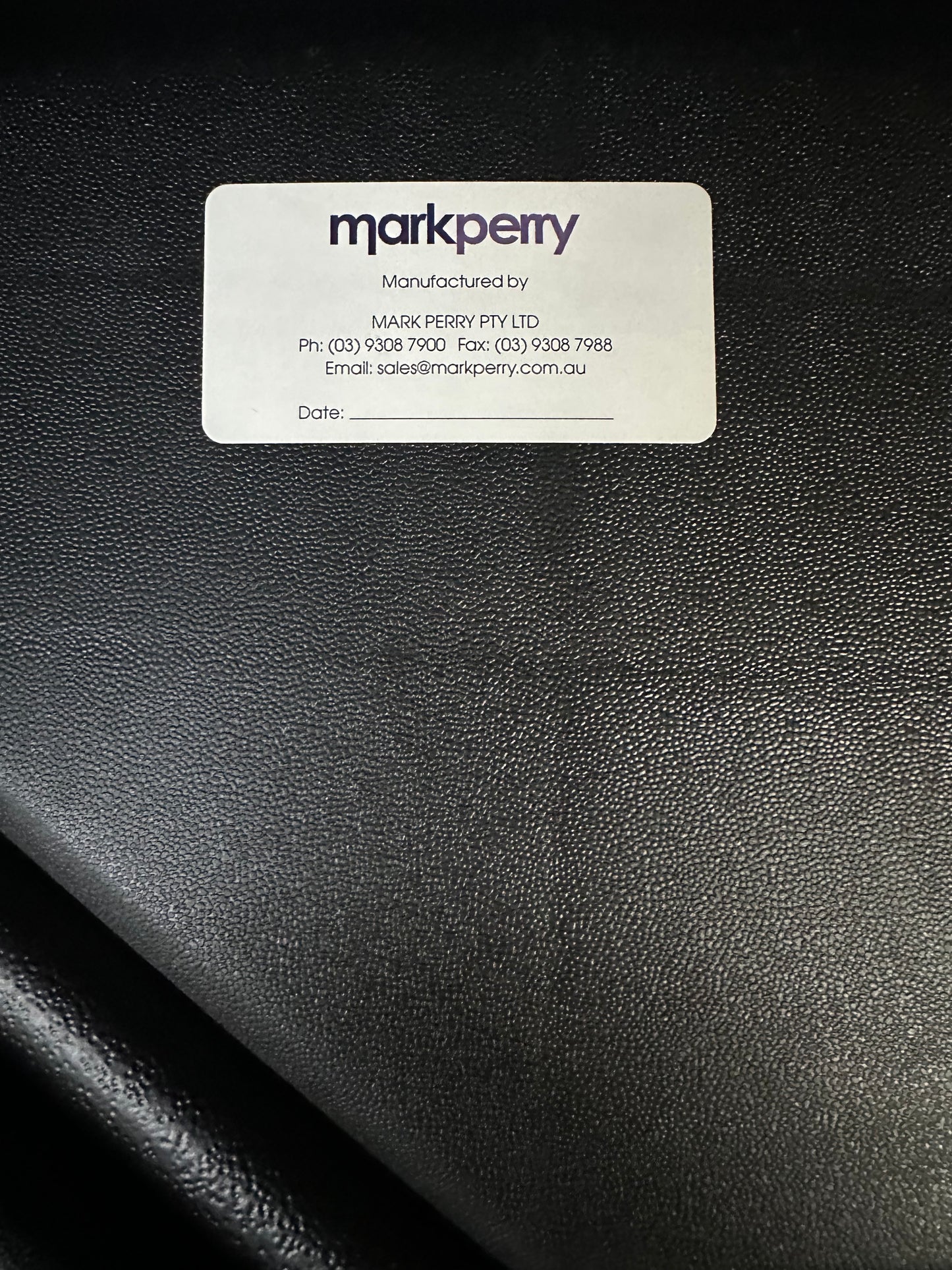 Mark Perry Blue Upholstered Waiting Chair with Black Legs