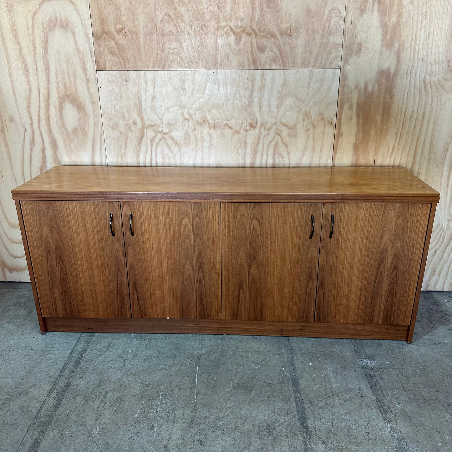 Vintage Long Custom Timber 4 Door Sideboard