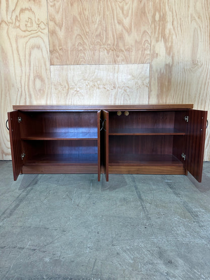 Vintage Long Custom Timber 4 Door Sideboard