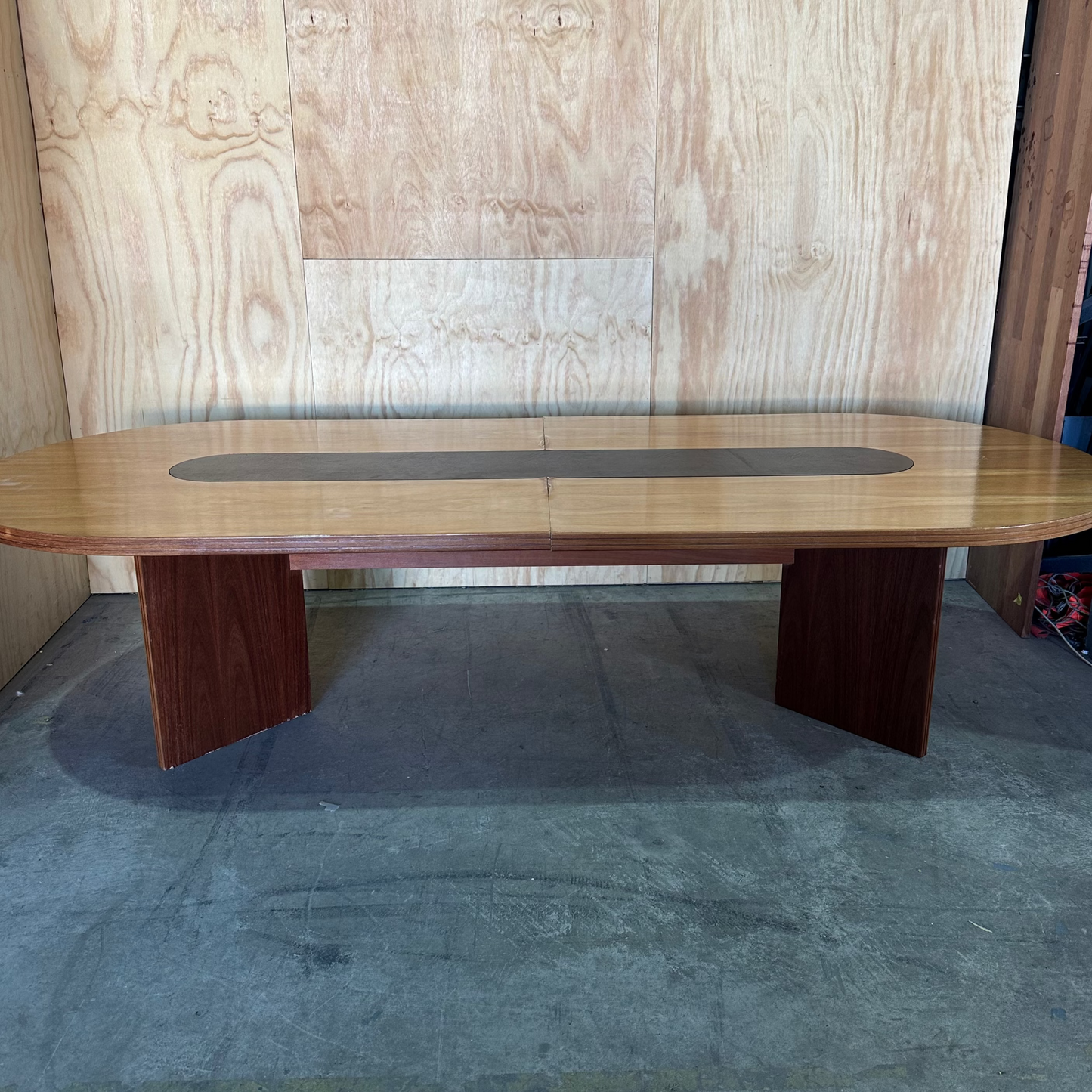Timber Boardroom Table with Leather Inlay