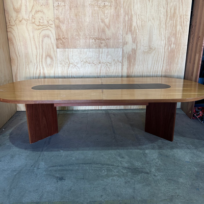 Timber Boardroom Table with Leather Inlay