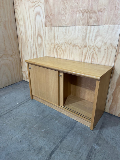 Timber Veneer Credenza with Sliding Doors