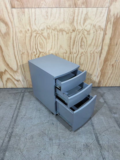 Metal 3 drawer curved pedestal