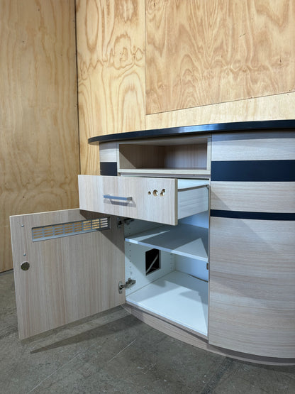 Oval desk/storage unit