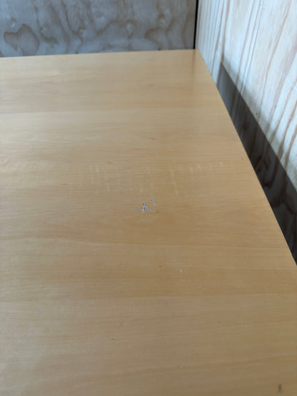 Meeting table with chrome legs and powerbox