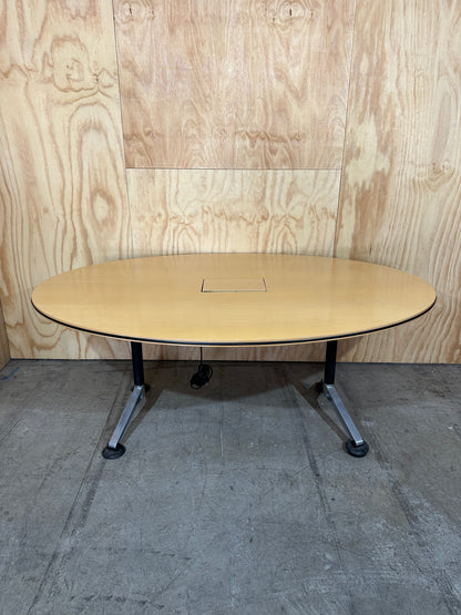 Wilkhahn oval tabletop on Chrome Thinkingworks legs with powerbox