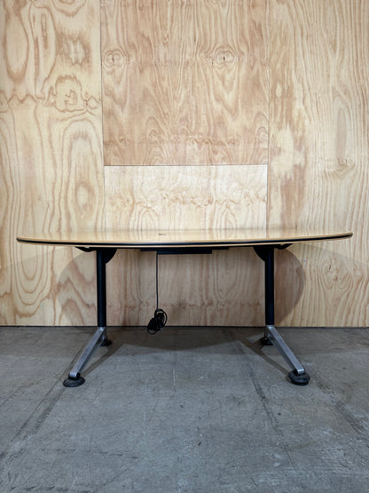 Wilkhahn oval tabletop on Chrome Thinkingworks legs with powerbox