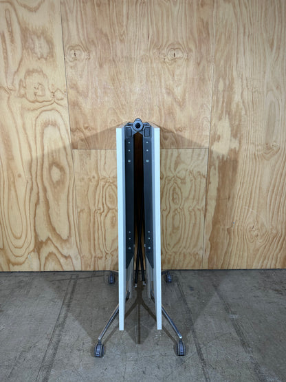 White folding table on castors