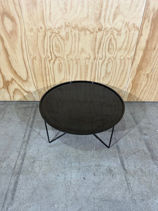 Low round coffee table in black