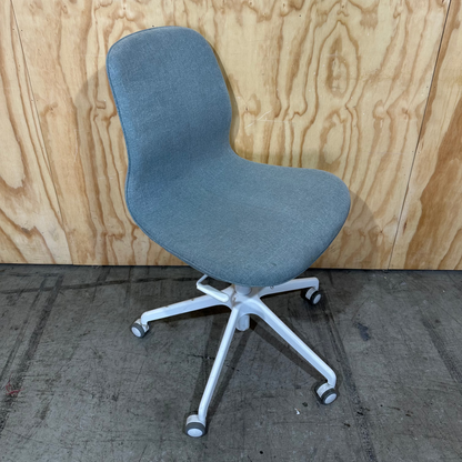 Light blue office swivel chair on castors