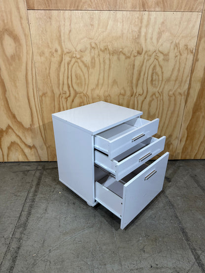 White laminate 3 drawer pedestal