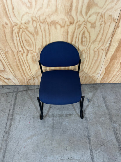 Upholstered blue visitor sled chair
