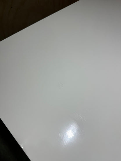White Table on stirrup legs by Amart