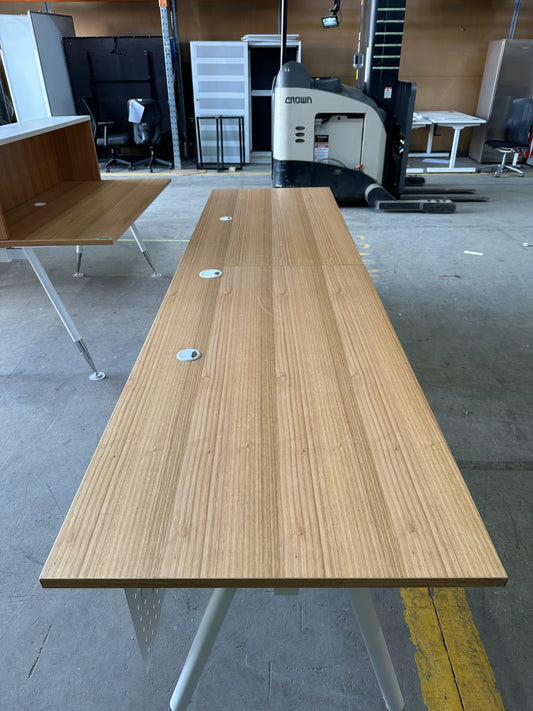 Fusion Workstation by Workspace Long Wood Veneer Desk